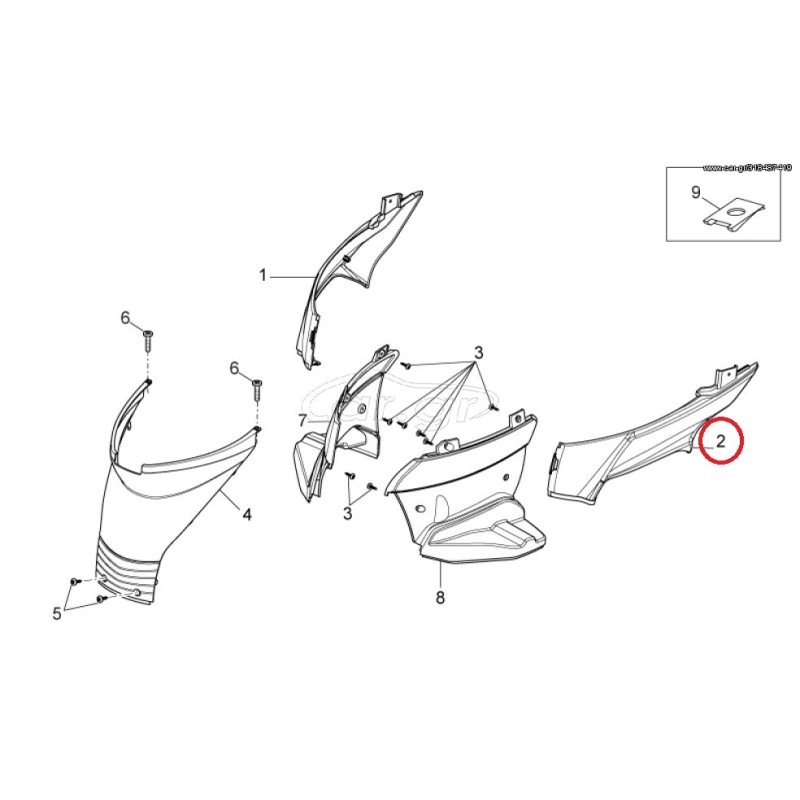 Καπάκι Πλαινό Αριστερό APRILIA SPORTCITY ONE/DERBI VARIANT/PIAGGIO TYPHOON