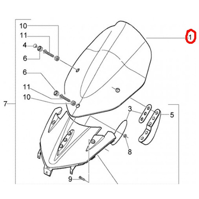 Παρμπρίζ Γνήσιο Gilera Nexus 250-500cc 50x45cm