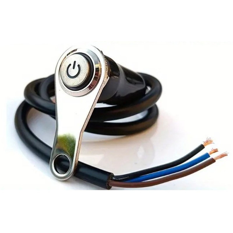 Μεταλλικός Διακόπτης Τιμονιού Μοτοσυκλέτας Νίκελ ON-OFF μονή σκάλα